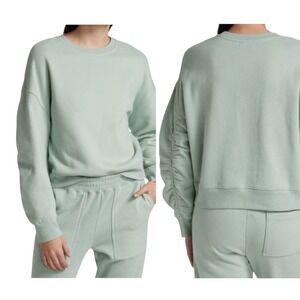 Rails Sweatshirt Women‎ Large Light Seafoam Green Hilda Gathered Sleeve Cropped